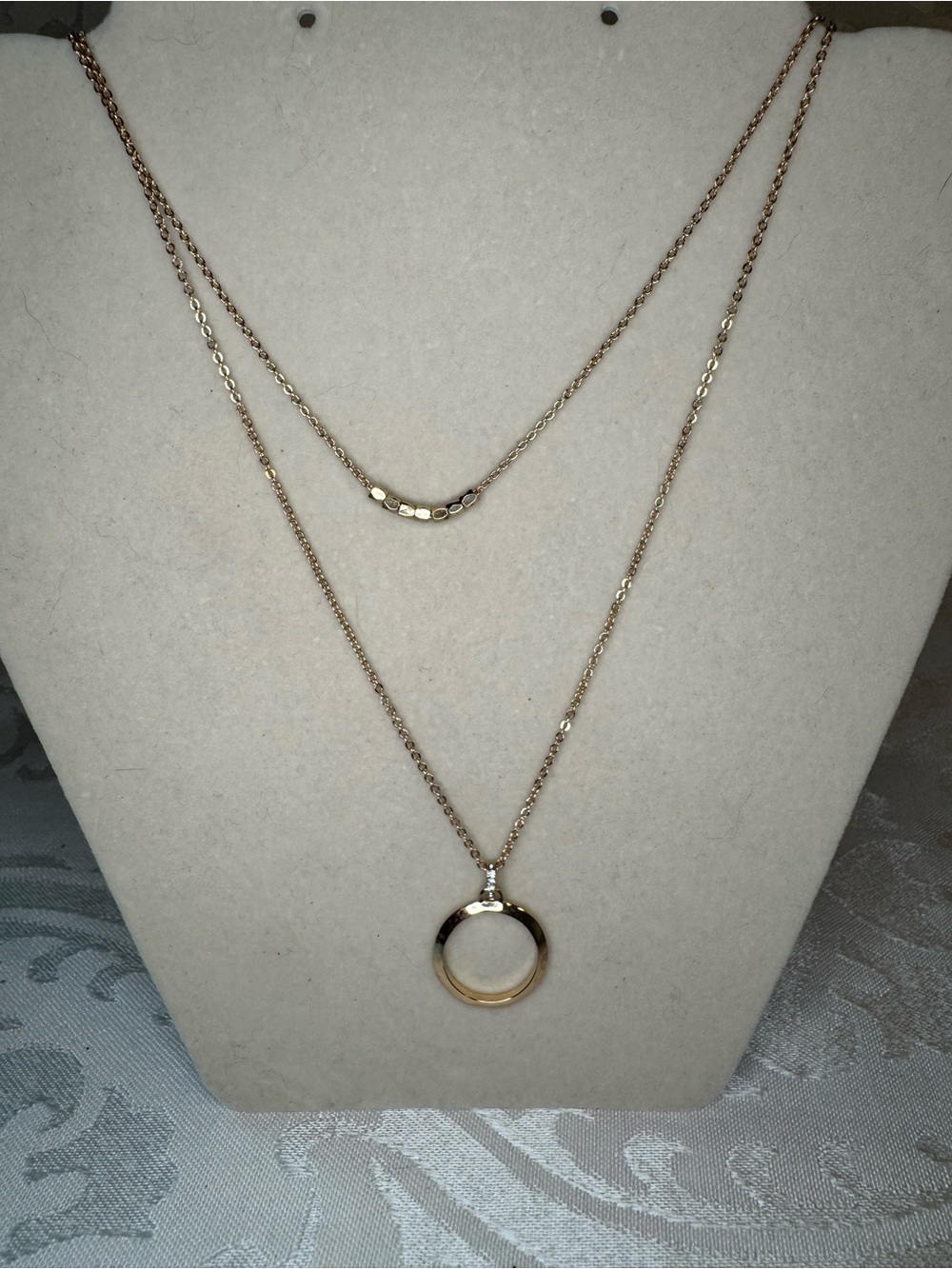 New Bijoux Bar Elegant Gold Layered Ring Pendant Necklace